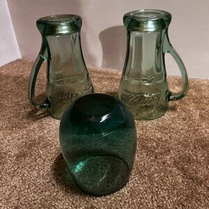 Coca-Cola Mugs & Green glass tumbler